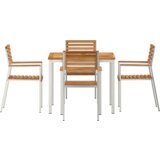 vidaXL set za objedovanje od 5 dijelova od čvrste tikovine, vanjski stol za objedovanje 90x90x74,5 cm od čvrste tikovine, sklapanje vrtnih stolica 4 komada od čvrste tikovine i čelika | shoptok.hr