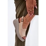 ARTIKER Women's Sandals Made Of Natural Leather On Wedge Beige Cene
