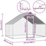  Zunanji kokošnjak 2,75x2x1,92 m pocinkano jeklo | Shoptok.si