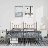  Metalni okvir kreveta uzglavlje i podnožje crni 135x190 cm | shoptok.hr