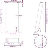vidaXL noge za konzolni stol u obliku slova u, 2 kom, prirodni čelik, 38 x (72-73) cm, čelik | shoptok.hr