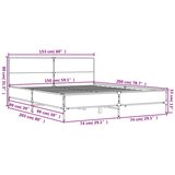  Posteljni okvir siva sonoma 150x200 cm inž. les in kovina | Shoptok.si