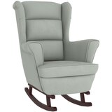 The Living Store Gugalni stol z nogami iz trdnega kavčukovca svetlo siv žamet - Gugalni Stol, (21420576) | Shoptok.si