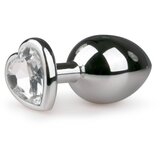 EasyToys Metal No.7 - analni dildo z belim kamnom v obliki srca - srebrn (3cm) | Shoptok.si