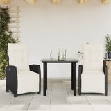 vidaXL 3-dijelni vrtni blagovaonski set s jastucima od poliratana crni | shoptok.hr