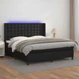 The Living Store Box spring postelja z vzmetnico LED črna 180x200 cm um. usnje - Box Spring Postelja, (21438724) Cene