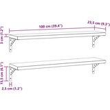  Zidne police 2 kom 100 x 23 5 cm crne nehrđajući čelik | shoptok.hr