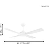 Eglo 35088 - Plafonski ventilator BONDI 52W/230V sa daljinskim upravljačem, bela | Eponuda.com