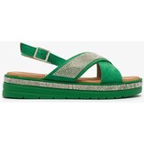 Resti Green women's eco-suede sandals with zircons Trikys | Shoptok.si