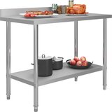  Kuhinjski radni stol 120 x 60 x 93 cm od nehrđajućeg čelika | shoptok.hr