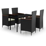  Vrtna garnitura - 4-dijelni vrtni blagovaonski set s jastucima crni Crna i smeđa Dužina stola 140 cm 4 | shoptok.hr