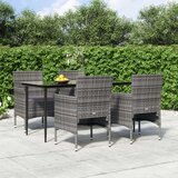  5-dijelni vrtni blagovaonski set s jastucima sivo-crni | shoptok.hr