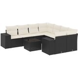  9-dijelni set vrtnih sofa s jastucima crni od poliratana | shoptok.hr