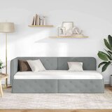 vidaXL Kotna postelja z vzglavjem Svetlo siva 80 x 200 cm blago | Shoptok.si