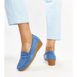 Gemre Blue Suede Wedge Loafers Sakena | Shoptok.si