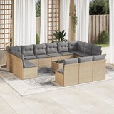 Maison Chic Seti vrtnega pohištva - Vrtna garnitura - Vrtni pohištvo set 14-delna z blazinami bež poli ratan, (21809835) | Shoptok.si