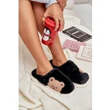 FI1 Furry Slippers Women Bears Black Firedi