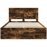  Okvir za krevet s uzglavljem Dimljeni hrast 135 x 190 cm | shoptok.hr