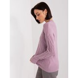 Fashion Hunters Purple women's sweater with cables and long sleeves Cene