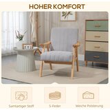  Fotelja skandinavskog dizajna do 120 kg baršunasti izgled puno drvo 68 cm x 74 cm x 82 cm prirodna + siva | shoptok.hr