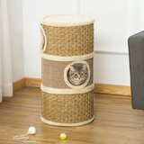 PawHut Stolp za mačke s 3 nišami, vrvjo iz sisala in morskih alg, plišasta prevleka, kaki in rjava barva, (20746047) | Shoptok.si