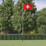 vidaXL Švicarska zastava i jarbol 6 23 m aluminijska