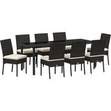  Vrtni set za objed 9 pcs Crna Čelik s prahom premazan | shoptok.hr