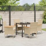 vidaXL 5-dijelni set za blagovanje u vrtu s jastučićima Bež Poli Ratan | shoptok.hr