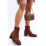 Boto Women's Low Heel Lace-Up Ankle Boots Brown Serellia | Shoptok.si
