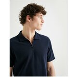 Koton Polo Neck T-Shirt Half Zipper Textured Short Sleeve Cene
