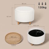  Tabure tapecirani stolac plišani flis skriveni prostor za pohranu dvostrani poklopac 56 cm x 56 cm x 42 cm bijela | shoptok.hr