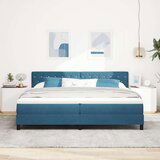 vidaXL Box Spring Krevet s Madracem Tamnoplavi 200x200 cm Baršun | shoptok.hr