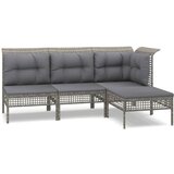 Maison Chic Seti vrtnega pohištva - Vrtna garnitura - Vrtni pohištvo set 4-delna z blazinami siv poli ratan, (21819570) | Shoptok.si