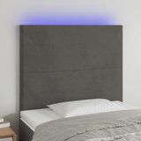  LED uzglavlje tamnosivo 90x5x118/128 cm baršunasto | shoptok.hr