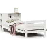 vidaXL Posteljni okvir brez vzmetnice bel 90x190 cm trdna borovina, (22054236)