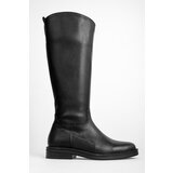 Shoeberry Women's Topaz Black Leather Zipper Boots | shoptok.hr