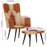  Fotelj s stolčkom za noge rjavo pravo usnje in platno, (20700247) | Shoptok.si