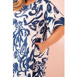 Kesi Włoski Plus Size women's dress made of viscose with abstract pattern denim | shoptok.hr