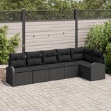 vidaXL 6-dijelni set vrtnih kauča s jastucima Crni Poly rattan Cijene