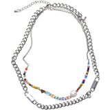 Urban Classics Accessoires Peace Bead Layering Necklace 2-Pack silver Cene