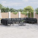 vidaXL Sjedeća garnitura za vrt 10 pcs Antracit Čelik | shoptok.hr