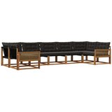 vidaXL Zunanja garnitura za sedenje z blazino 7 pcs Naravna in črna, (5000272971) | Shoptok.si