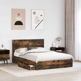  Krevet s od storage s uzglavljem Dimljeni hrast 160 x 200 cm | shoptok.hr