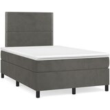  Box spring postelja z vzmetnico temno siva 120x200 cm žamet | Shoptok.si