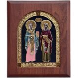  Ikona u drvetu Sveti Kirilo i Metodije, Pravougaona, 170x205x22mm Cene