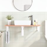 Zidna polica za umivaonik od čelika i masivne hrastovine Smeđa 100 x 40 x 2 cm | Shoptok.si