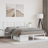 Maison Chic Kovinski Posteljni okvir - Dvoposteljna postelja - Zakonska postelja z vzglavjem bel 140x190 cm, (21692978) | Shoptok.si