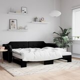 vidaXL Dnevni krevet na razvlačenje s madracima crni 90x200 cm tkanina Cijene