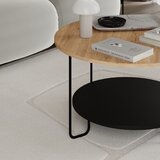 Marckeric Crni/u prirodnoj boji okrugao stolić za kavu s pločom stola u dekoru hrasta ø 80 cm Tonka – | shoptok.hr