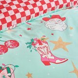Catherine Lansfield Zelena/rožnata podaljšana posteljnina za zakonsko posteljo 230x220 cm Santa's Howdy Christmas – | Shoptok.si